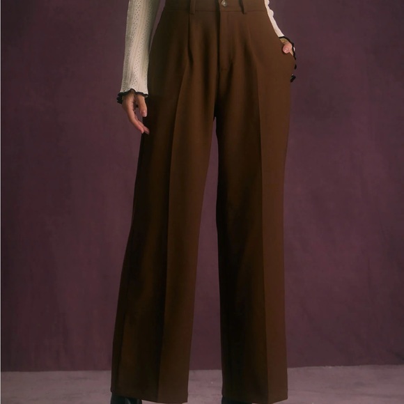 RIHOAS Pants - The Coffee Button Slant Pocket Straight Pants